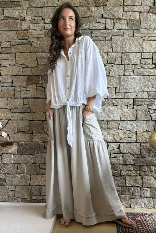 Basso Shirring Sailor Pant Mocha